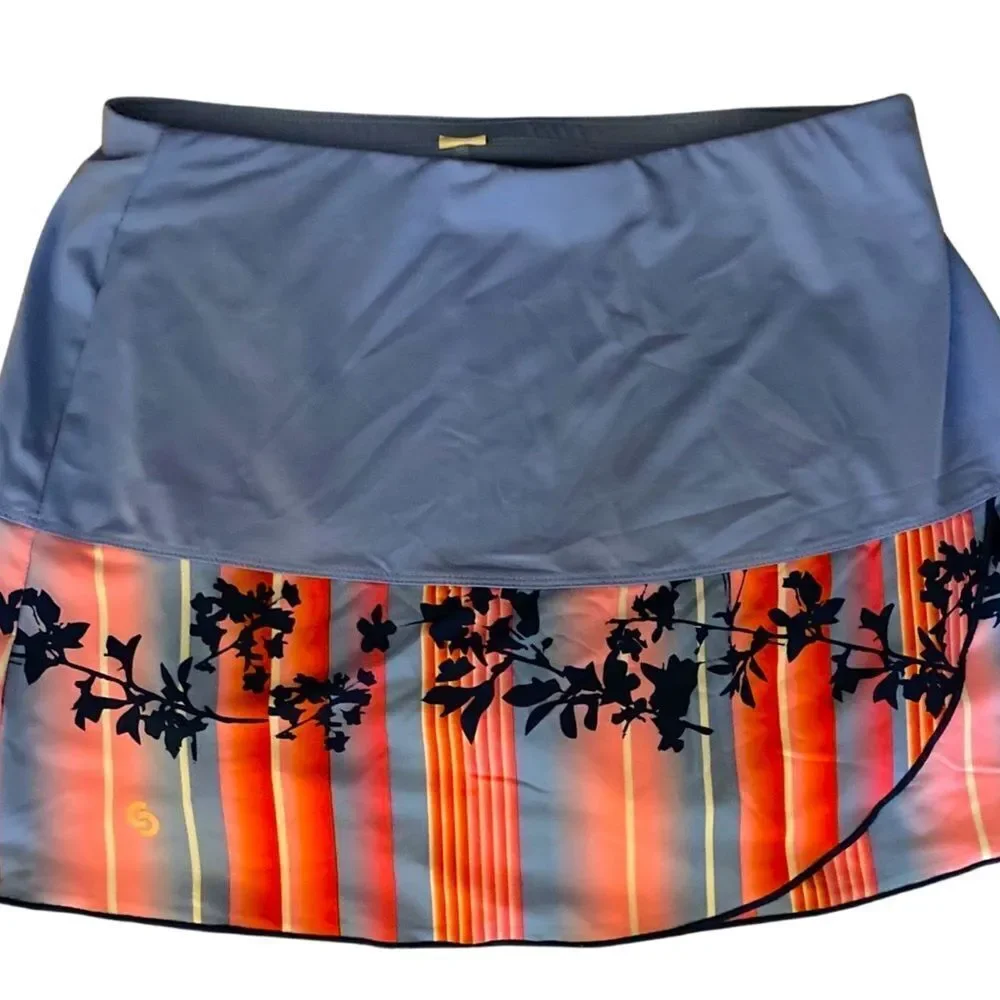 Calla Skort - S blue orange print , nylon spandex